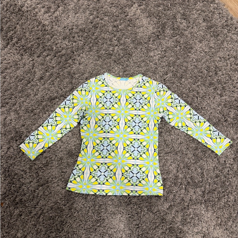 J. McLaughlin Women’s Floral Patterned Long Sleeve - Yellow and Gray